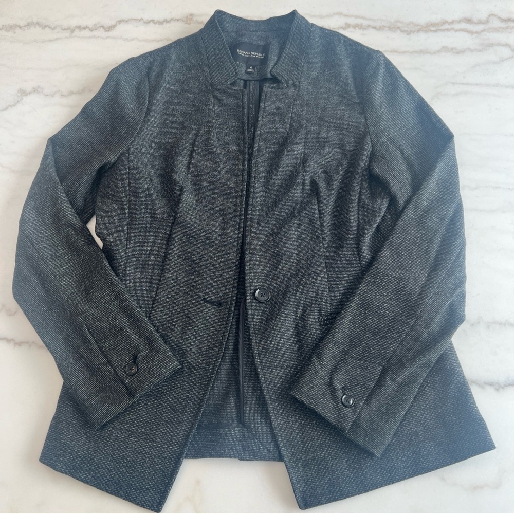 Banana Republic Long and Lean Blazer Gray Single Button Soft Women's Size 6